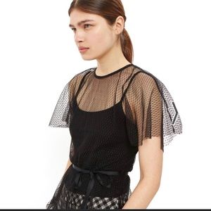❤️❤️ Topshop Black Mesh Top Size 6